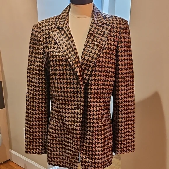 Harve Benard Black and Brown Houndstooth Blazer - Picture 1 of 4